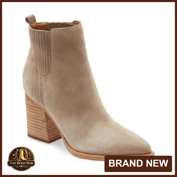 Women's Ankle Boots Pointed Toe Chunky Heel Faux Suede Fur Lined Booties - Picture 2 of 6